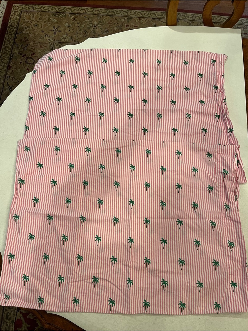 Tommy Hilfiger Pink Stripe & Green Palm Print standard pillow case set. Set of 2